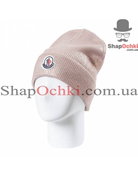 Шапка жіноча Moncler, Джазі, пудра+пудра