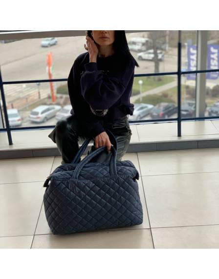 Сумка шопер спорт синя, боковий карман