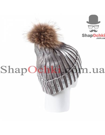 Шапка жіноча UGG, Джуді, стрази,  колір світло-сірий+срібло
