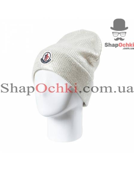 Шапка жіноча Moncler, Джазі, колір білий+срібло