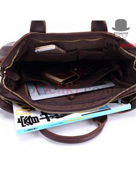 Сумка чоловіча Tiding Bag 7029Q, шкіра, темно-коричнева