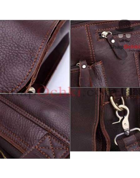 Сумка чоловіча Tiding Bag 7029Q, шкіра, темно-коричнева